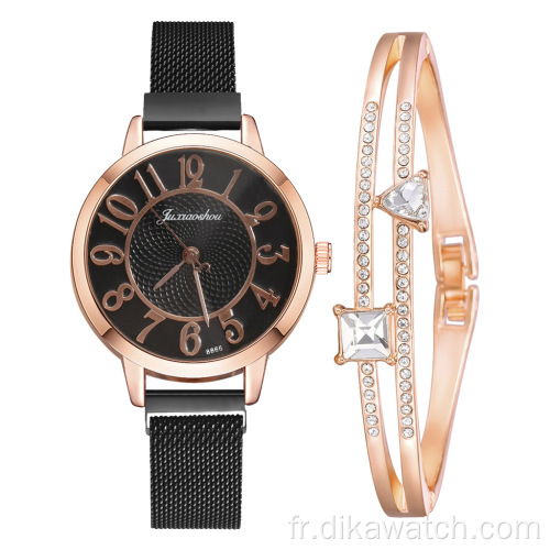 Montre de mode Ensemble cadeau femmes beau bracelet montres ensemble avec boîte-cadeau strass montre-bracelet ensemble de bracelet pour la fête en gros